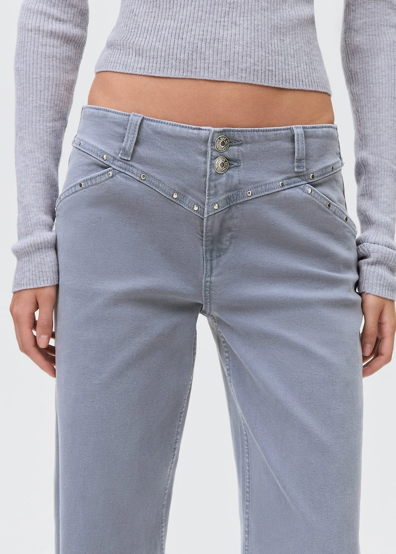 Wide leg jeans with studs