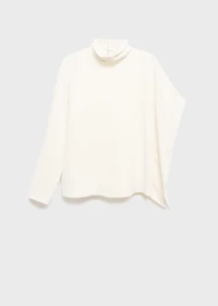 High-neck blouse with asymmetric sleeves