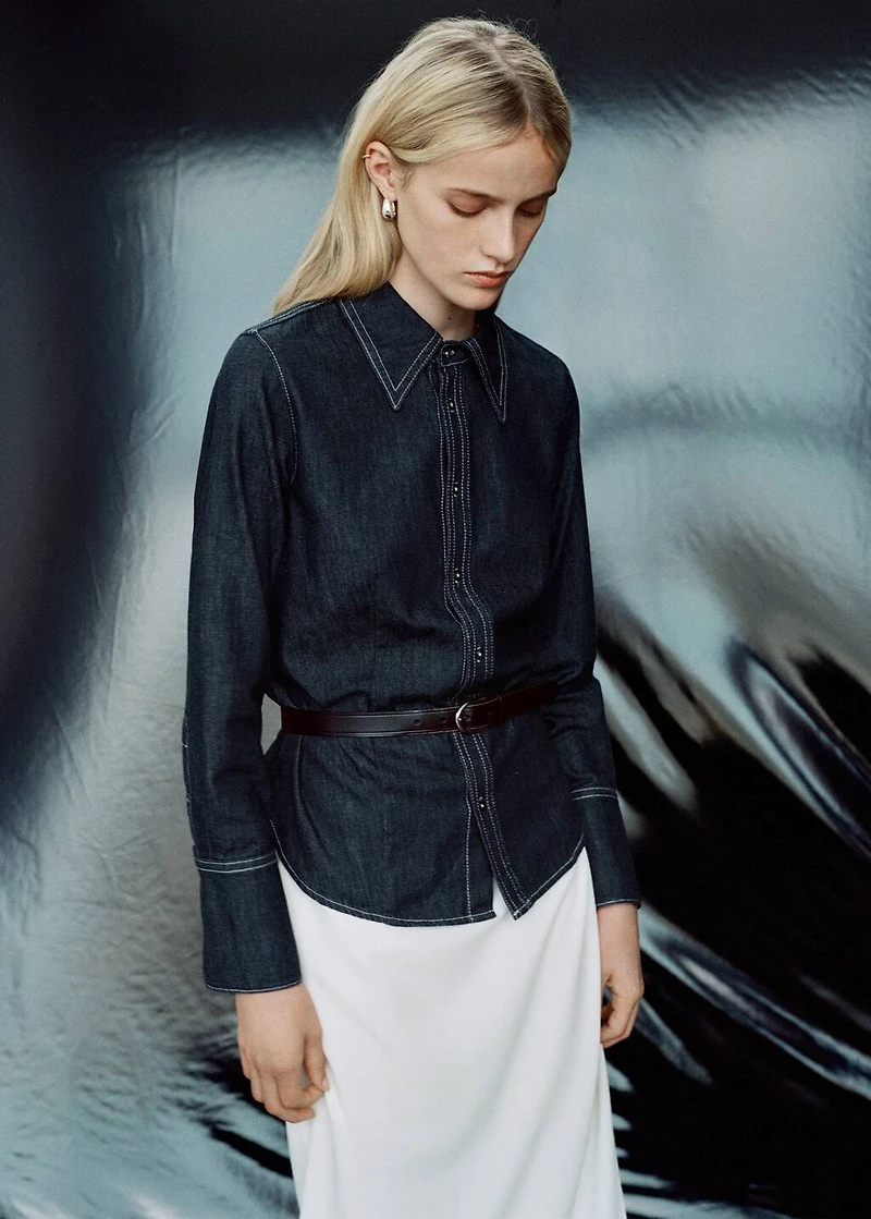 Denim shirt with seams