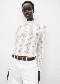 Openwork sweater with perkins collar