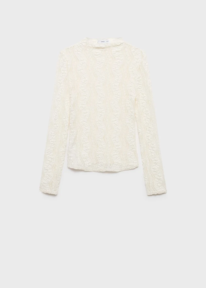 Openwork sweater with perkins collar