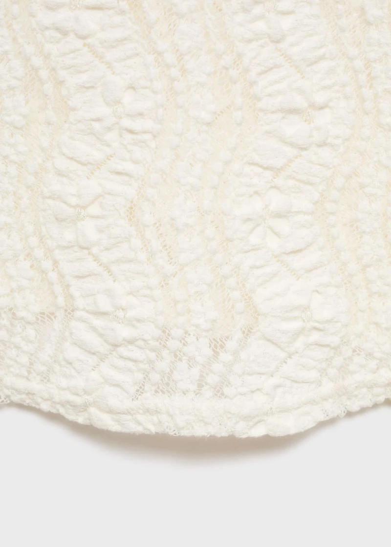 Openwork sweater with perkins collar