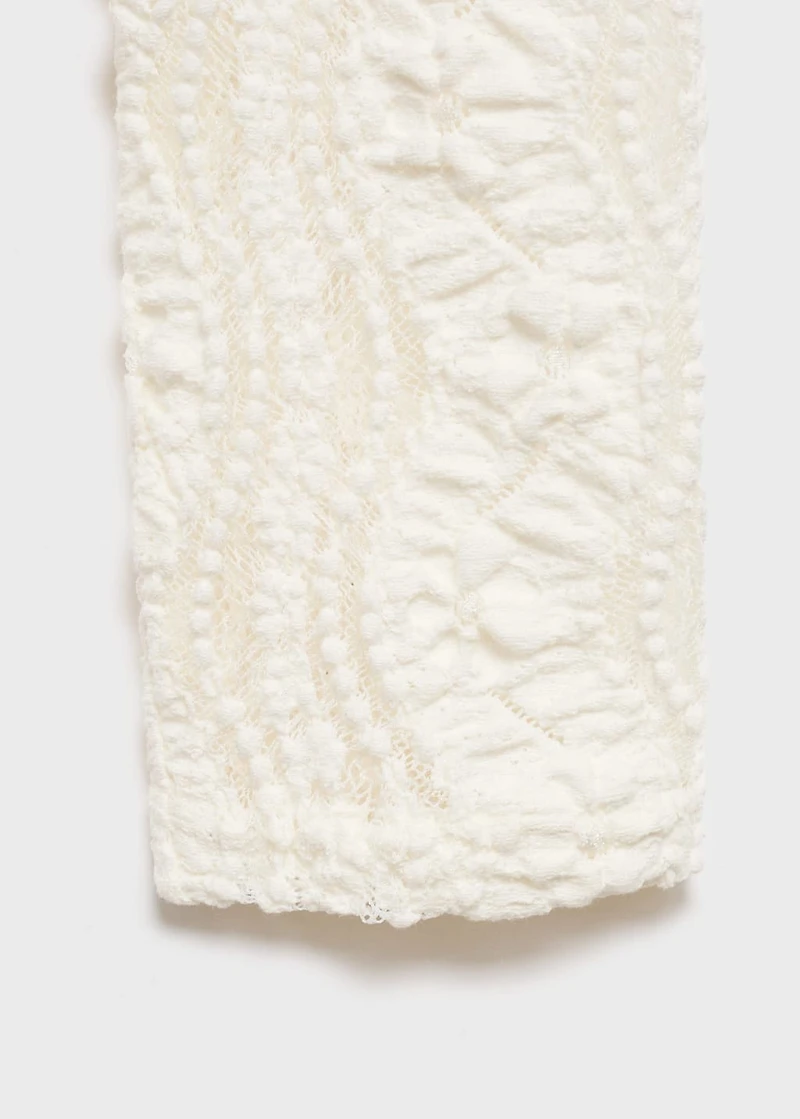 Openwork sweater with perkins collar