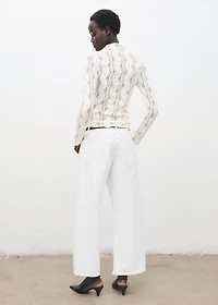 Openwork sweater with perkins collar