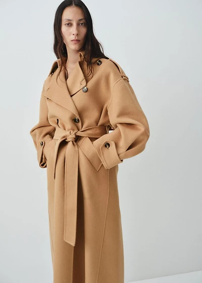 Double-breasted wool coat