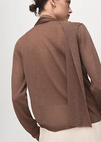 Fine-knit cardigan with foulard