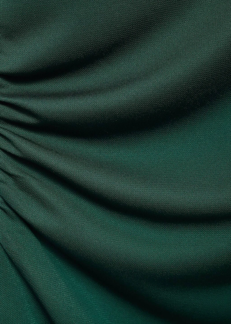 T-shirt with gathered asymmetrical neck