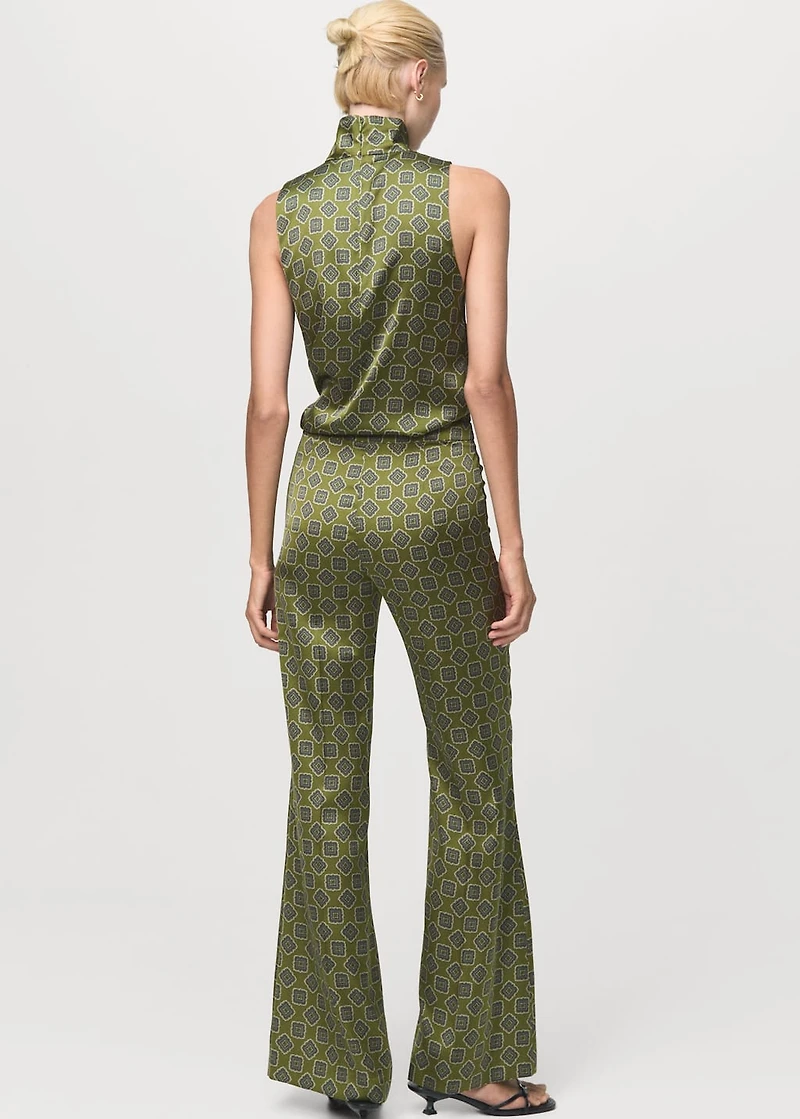 Geometric-print satin pants