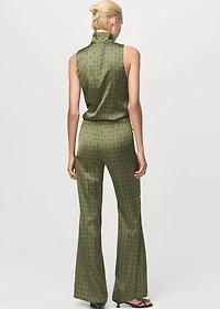 Geometric-print satin pants
