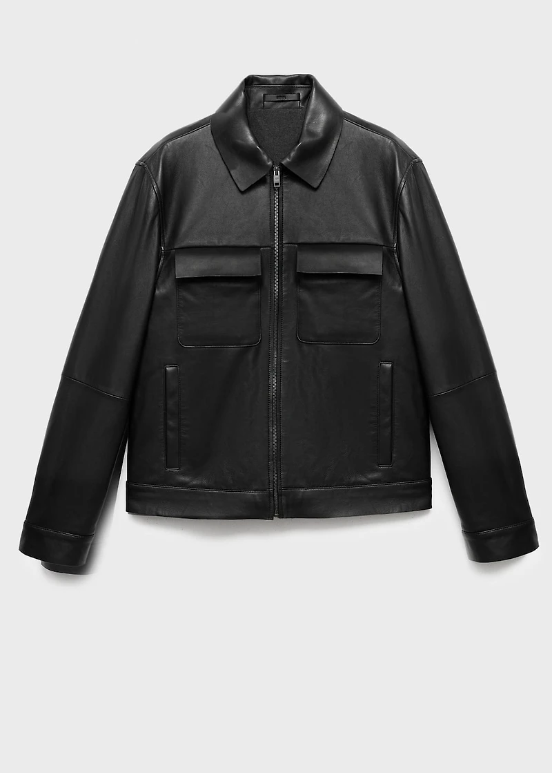 100% leather jacket with pockets