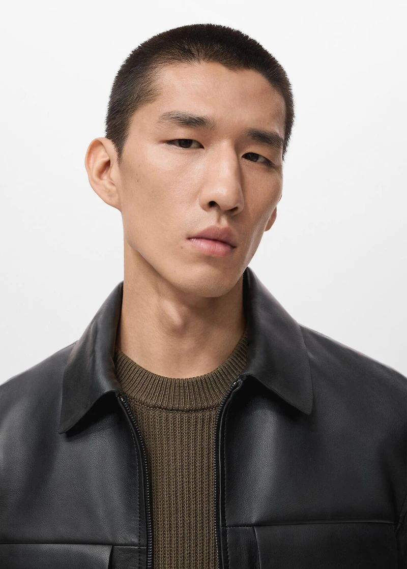 100% leather jacket with pockets