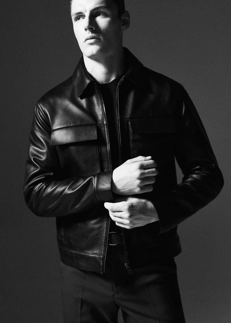 100% leather jacket with pockets