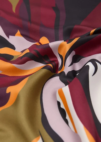 Satin lily-print scarf