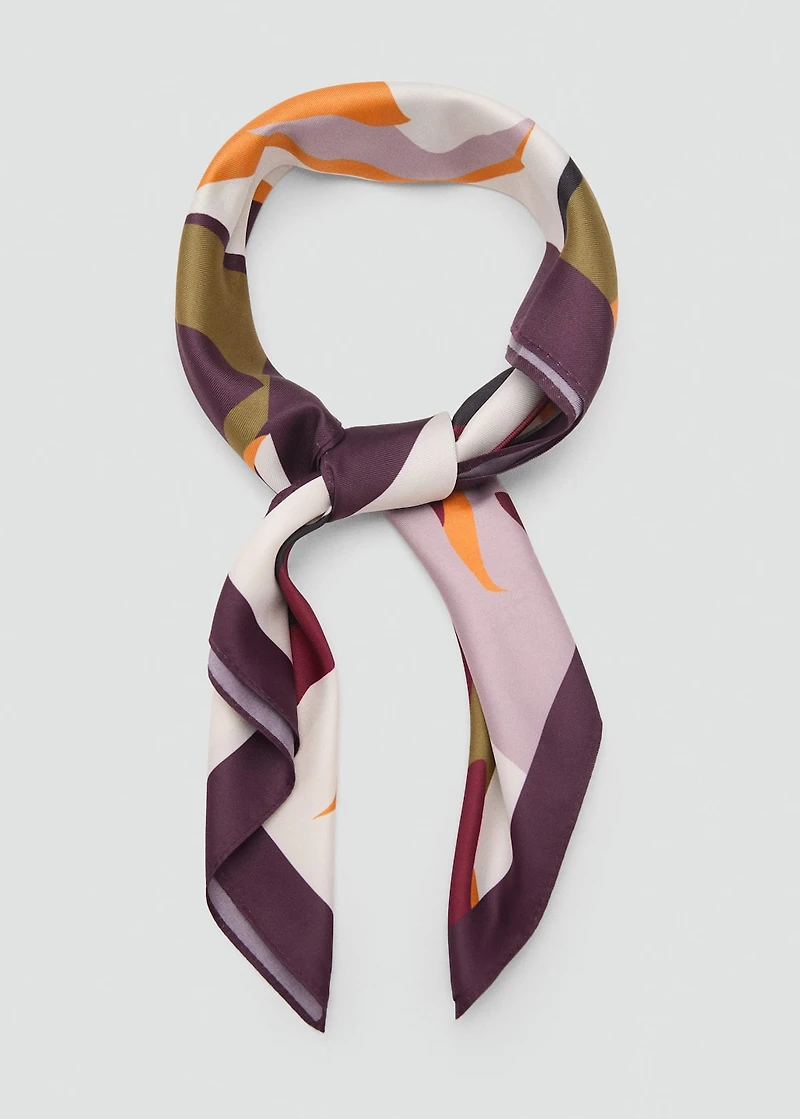 Satin lily-print scarf