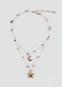 Beaded sun-moon necklace