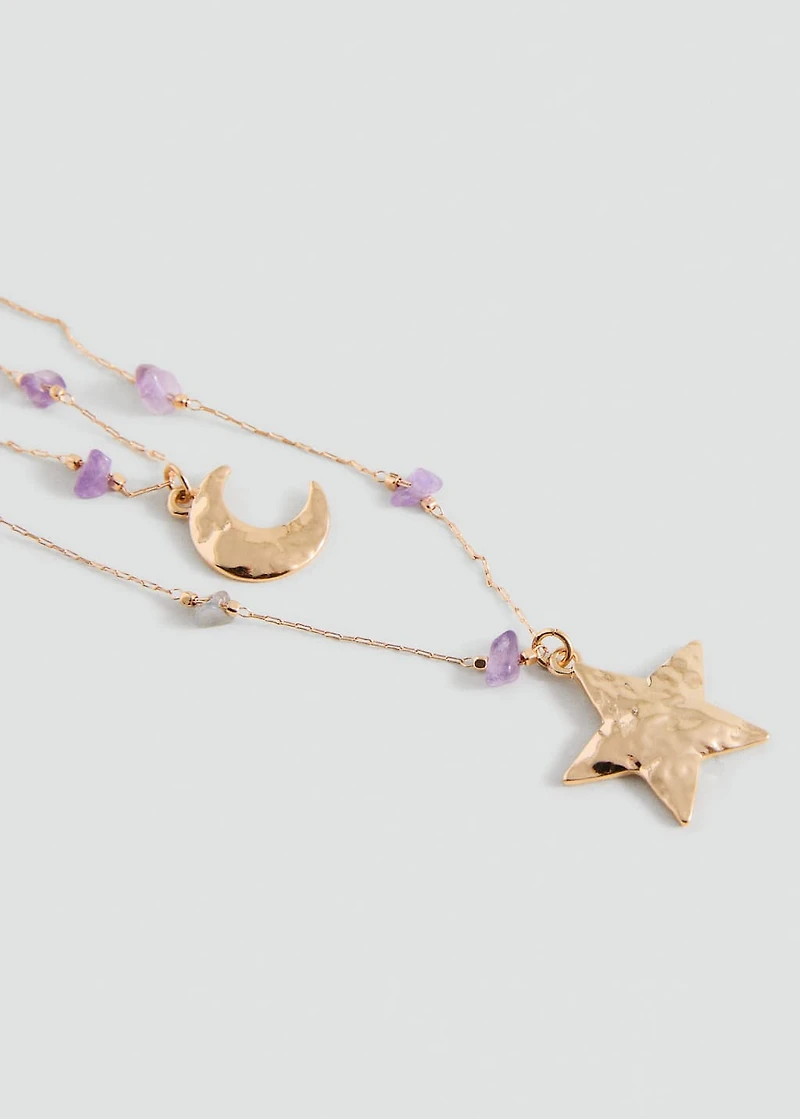 Beaded sun-moon necklace