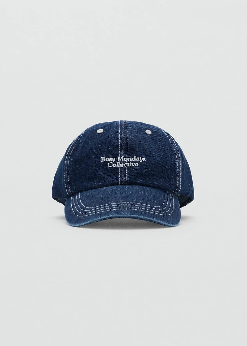 Embroidered denim cap