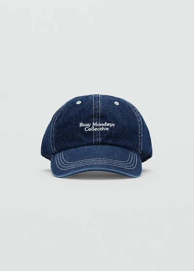 Embroidered denim cap