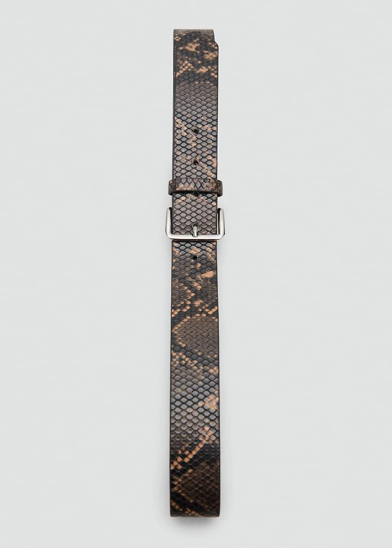Snake-effect leather belt