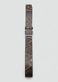Snake-effect leather belt
