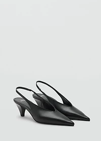 Pointed-toe leather heeled shoes