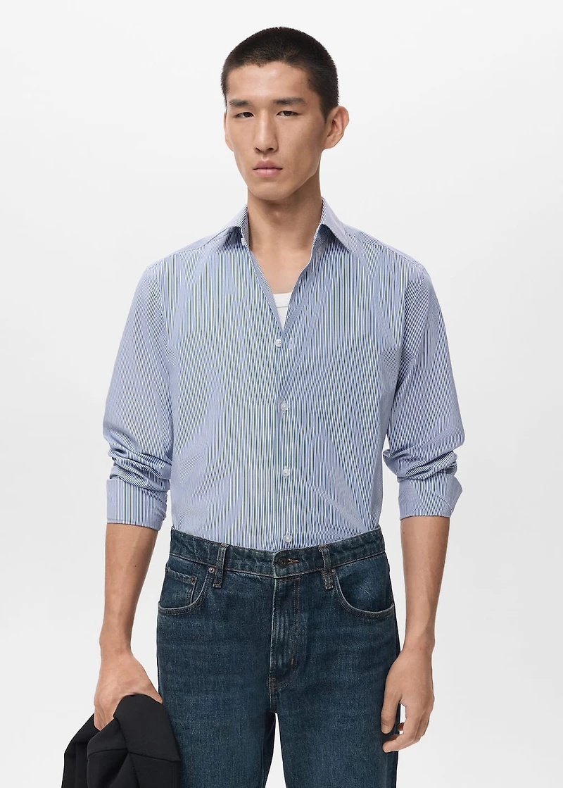 100% cotton striped slim-fit shirt