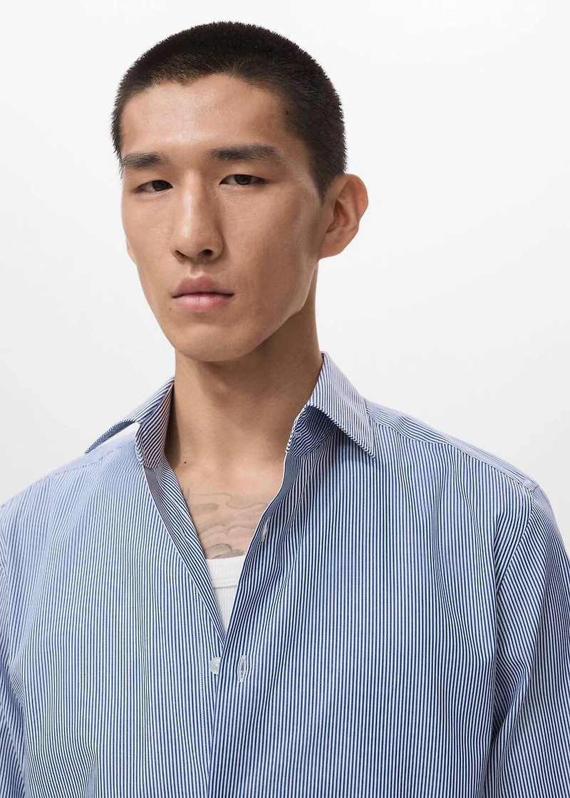 100% cotton striped slim-fit shirt