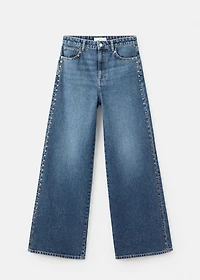 Wide-leg studded jeans