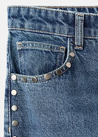 Wide-leg studded jeans