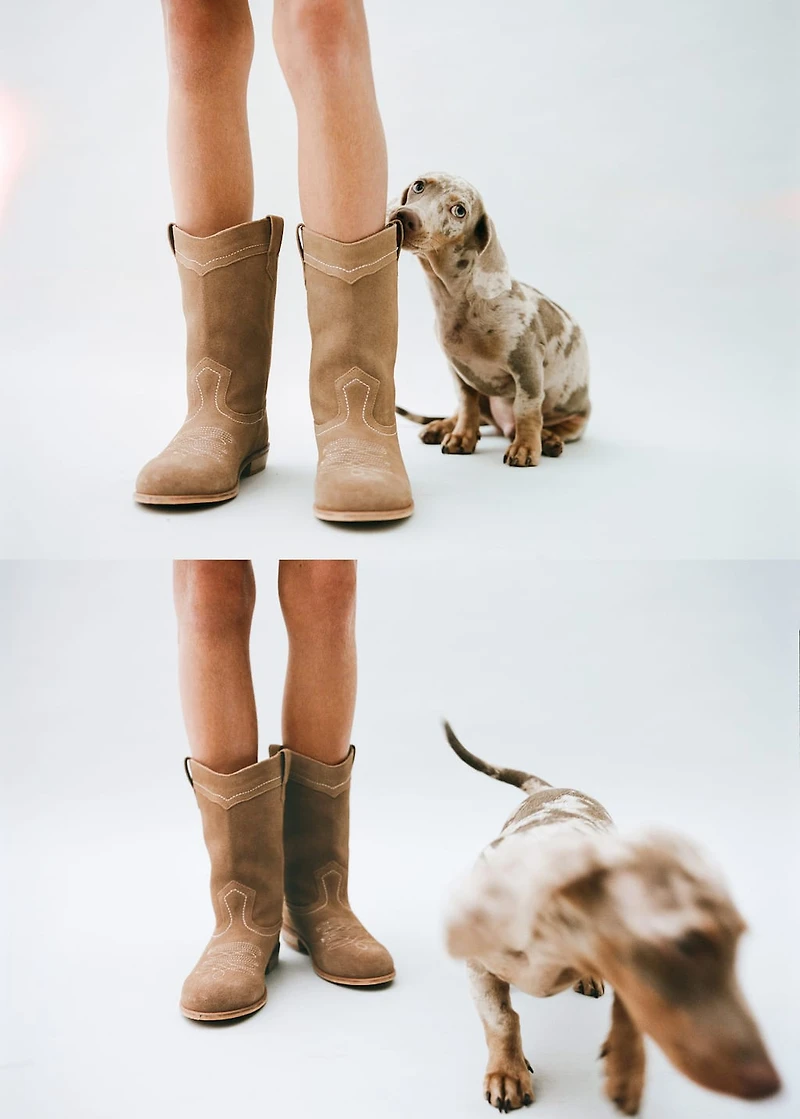 Suede leather boots