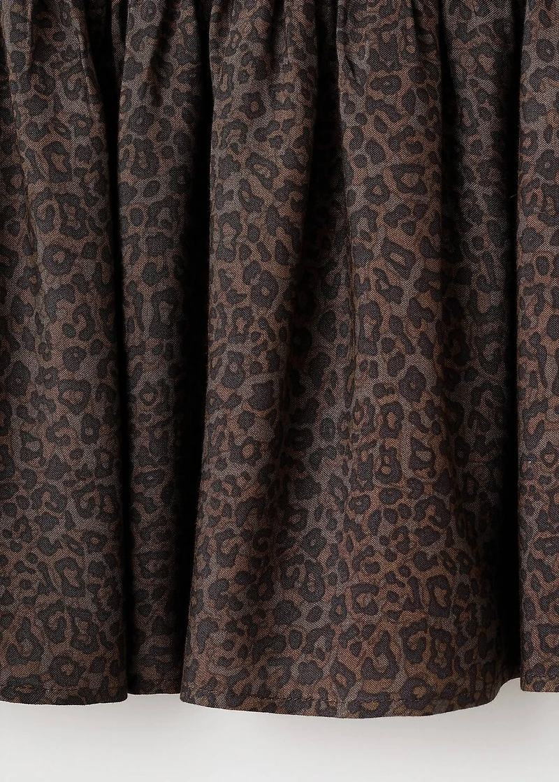 Leopard-print gathered skirt