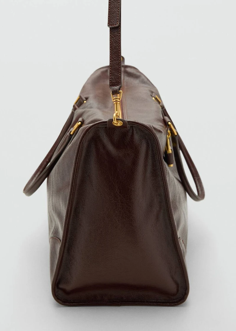 Maxi shiny handbag with straps