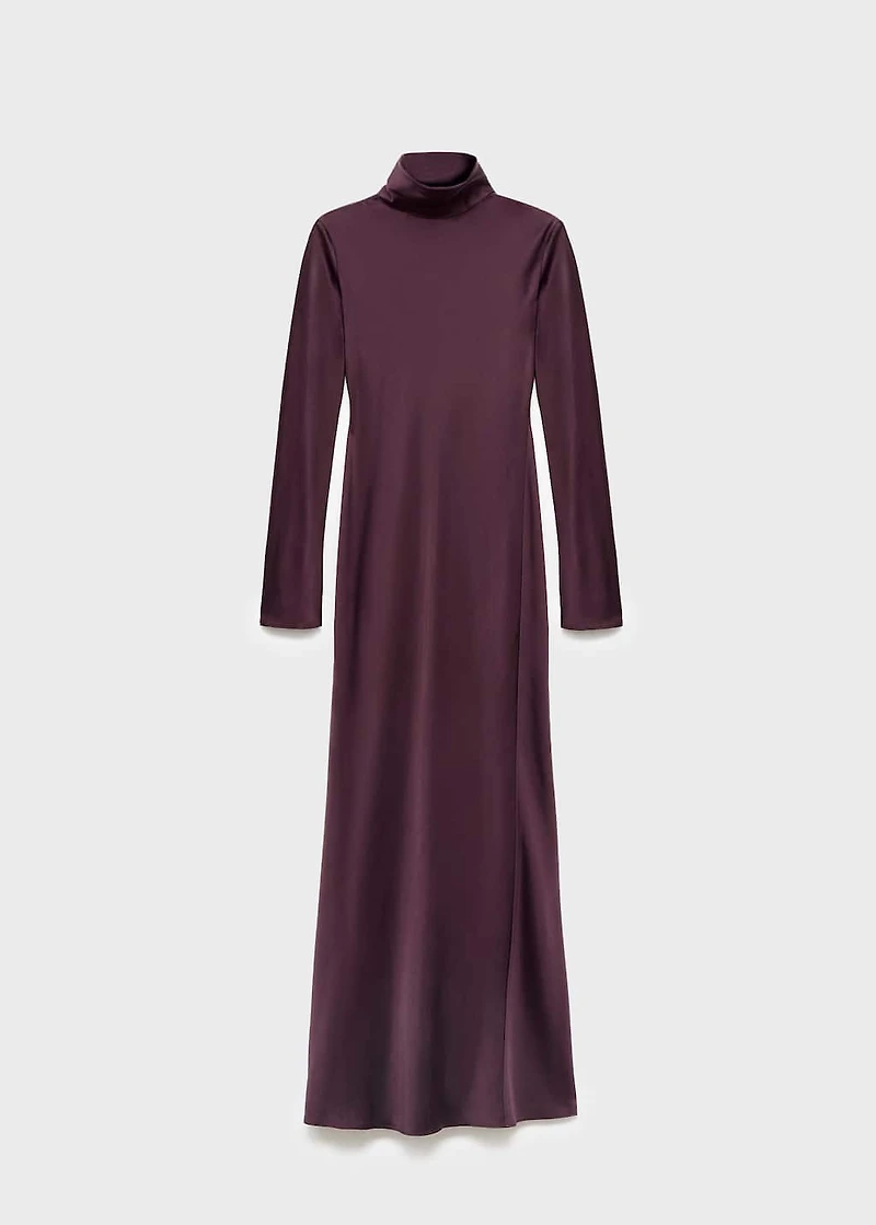 Satin high-neck dress