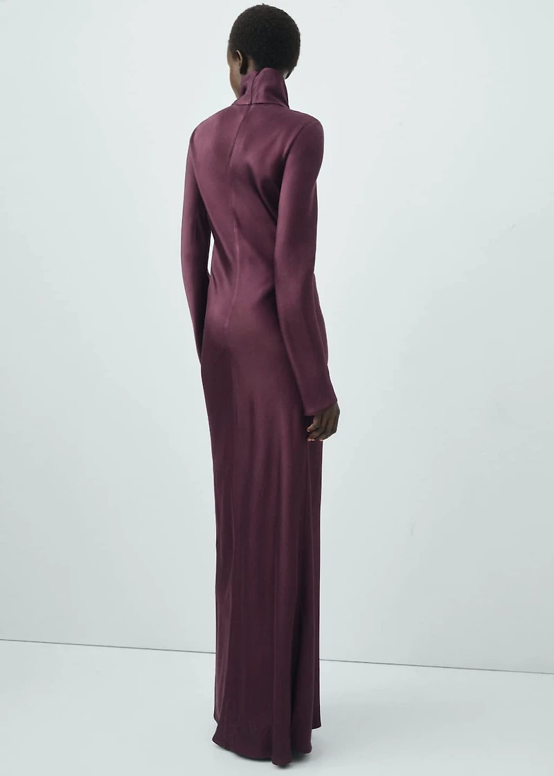 Satin high-neck dress