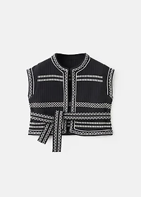 Embroidered vest with belt