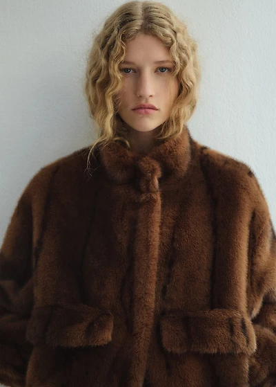 Fur-effect jacket with pockets