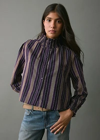 Striped blouse with embroidered details