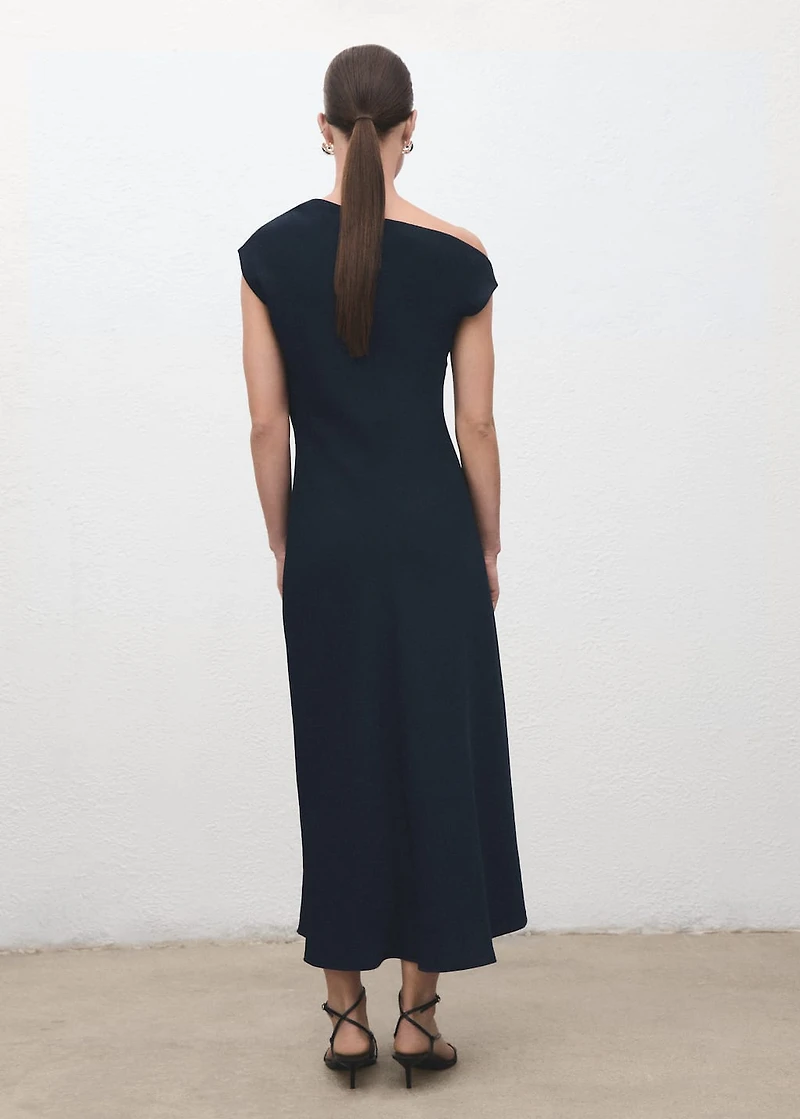 A-line dress with asymmetrical neckline