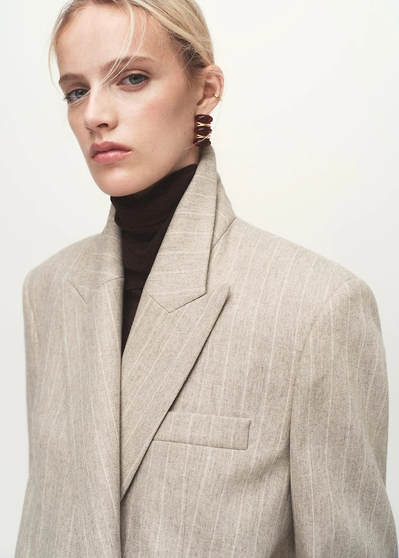 Pinstripe wool suit blazer