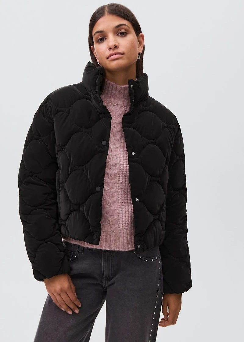 Waxed-effect padded anorak