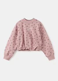 Embroidered sweatshirt with floral pattern