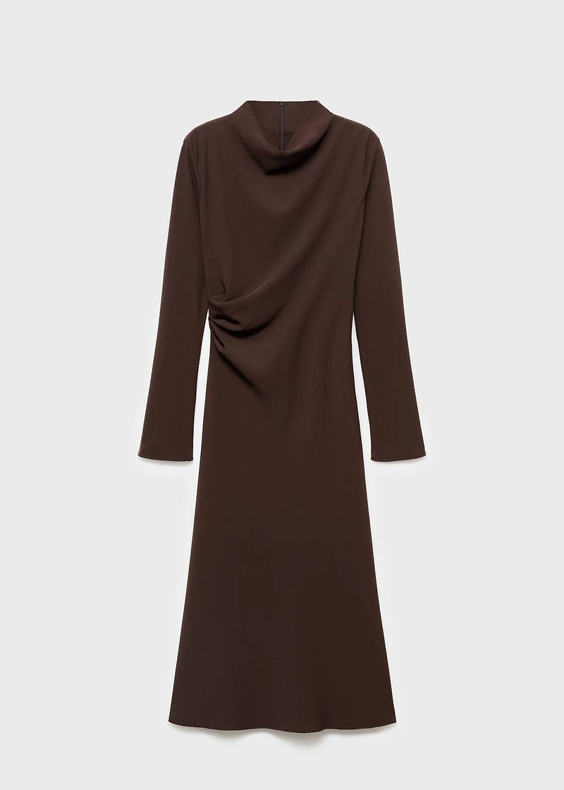 Ruched dress with draped neckline
