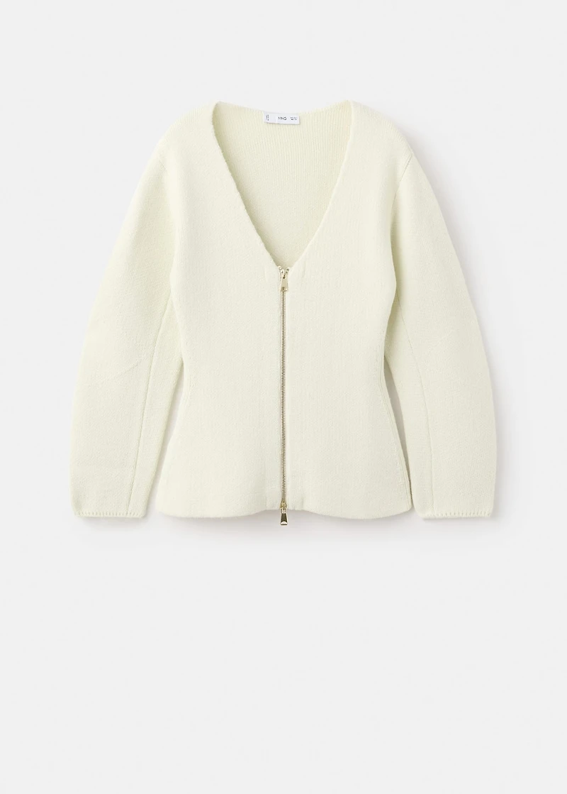 Knitted jacket with zip