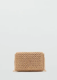 Natural fiber shoulder bag with studs