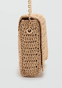 Natural fiber shoulder bag with studs
