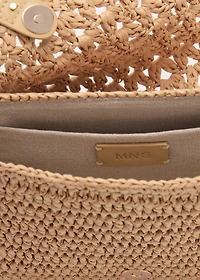 Natural fiber shoulder bag with studs