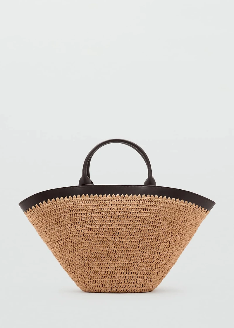Large natural fiber bag with double handle