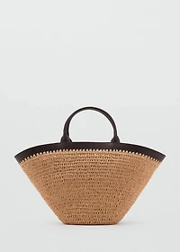 Large natural fiber bag with double handle