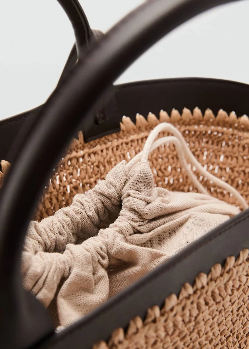 Large natural fiber bag with double handle
