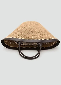 Large natural fiber bag with double handle